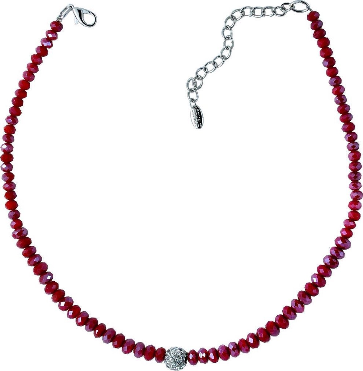 Koop model Viva ketting in zilver roze verguld met hanger rode steen en cubic zirconia van de