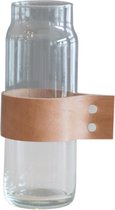 TAK Design Vase Wrap Me - Incl. Bracelet Cuir - Glas - Ø7 x 20 cm - Marron