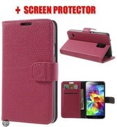 Samsung galaxy S5 roze agenda wallet hoesje + screenprotector
