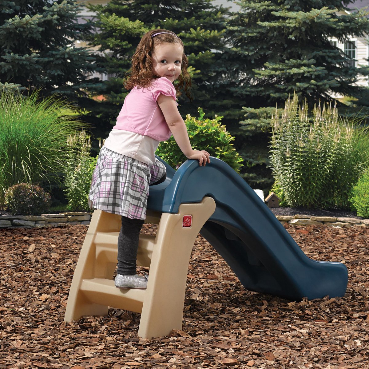 Step2 Play & Fold Jr. Glijbaan in blauw - Opvouwbare glijbaan voor peuter / kind van 1,5 tot 4 jaar - Plastic kinderglijbaan voor de tuin / buiten — afbeelding 4