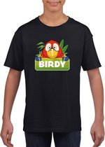 Birdy de papegaai t-shirt zwart voor kinderen - unisex - papegaaien shirt XS (110-116)
