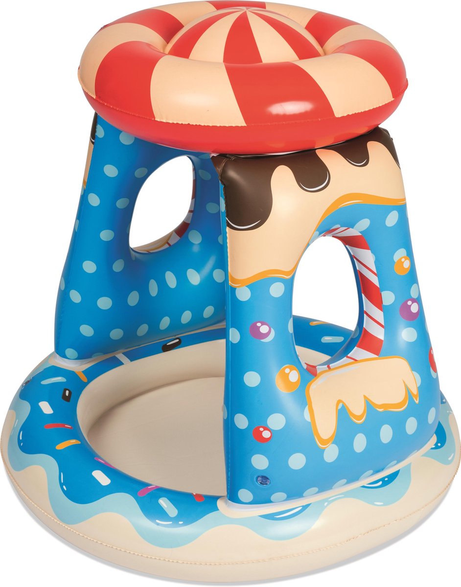 Bestway Candyville Zwembad - Peuterzwembad - Vanaf 2 Jaar - Zonnedak - Zachte Bodem - 91x91x89 cm — afbeelding 2