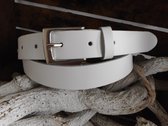 Leren Riem - Wit - 3 cm Breed - Met Vierkante Gesp - Dames Riem - Heren Riem - Maat 110 (totale lengte 125) - 100% Leer - Broek Riem - Pantalon Riem