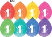 40 x Ballonnen  - 1 jaar - diverse kleuren