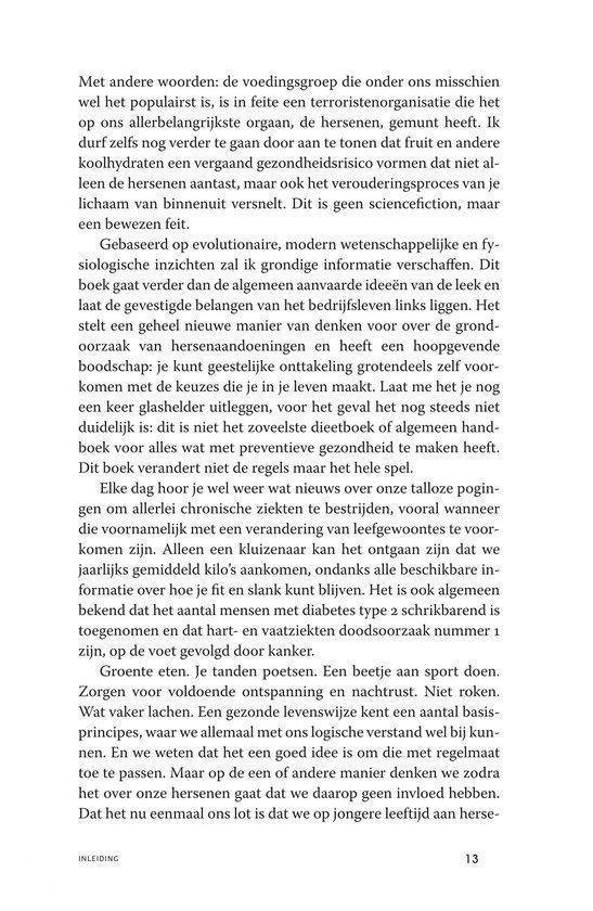 Pagina met tekst over voeding, hersenafwijkingen, chronische ziekten, en de invloed van voeding op het welzijn en de hersenfunctie.