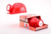 Brandonderzoeker helm met hoofdlamp en batterijen