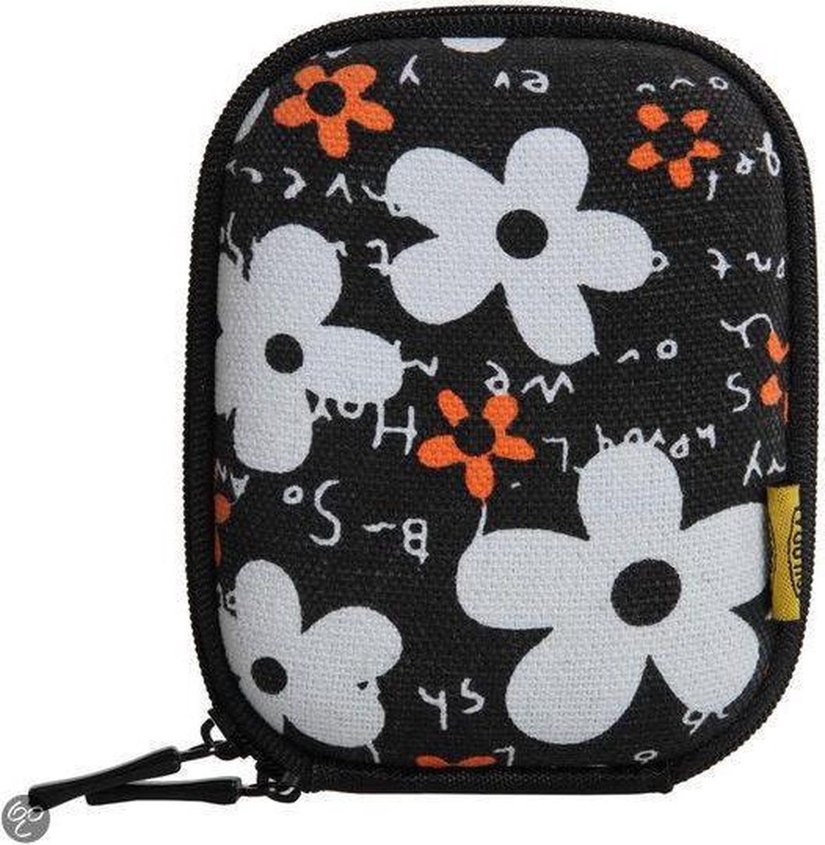 Bilora Shell tas IV, zwart bloemmotief (5,5 x 2 x 9,5 cm)