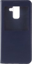 Shop4 - Samsung Galaxy A6 (2018) Hoesje - Window View Case Lychee Donker Blauw