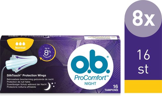 o.b. Tampons ProComfort Night Normal 16 stuks 8-pack | bol.com