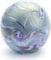 Glazen urn. Asbestemming "Elan" Bol klein zee blauw. Afmeting 8 cm.