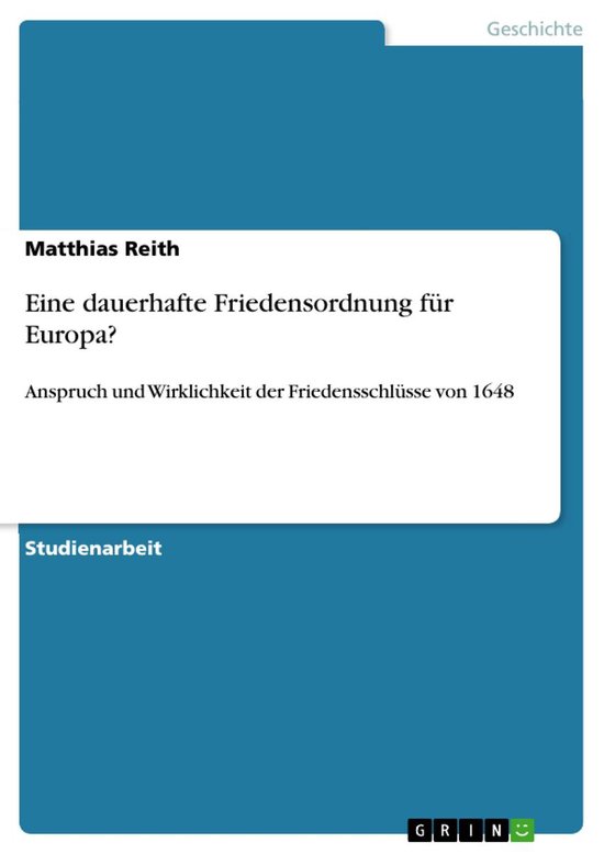 Boek cover Eine dauerhafte Friedensordnung für Europa? van Matthias Reith