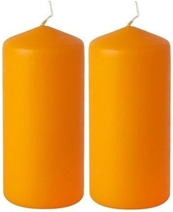 2x Oranje stompkaars 15 cm 45 branduren - oranje decoratie kaarsen -... |  bol.com