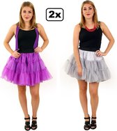 2x Petticoat 3-laags volwassenen paars en zilver