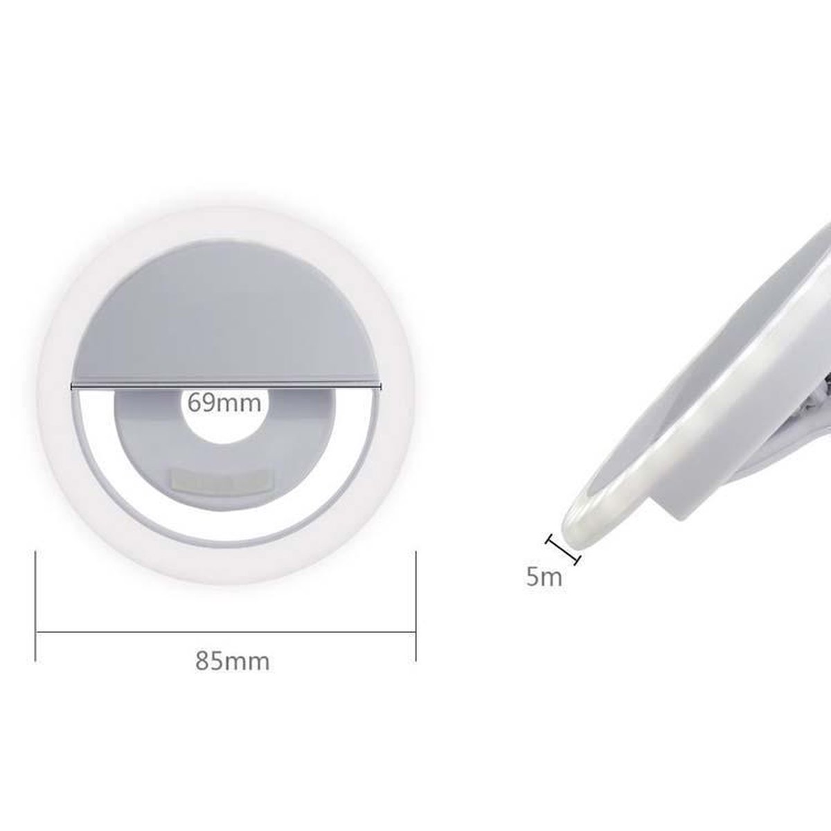 Selfie Ring Light Clip - voor alle smartphones en tablets