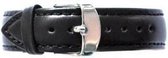 Premium Black Genuine Leather strap - Silver Buckle 18mm - Zwart Rund Leer horlogeband + luxe pouch