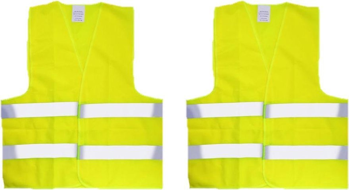 Duo Pack Fluorescerende Gele Wegenbouw Veiligheidsvesten – 2 Stuks - One Size Fits All – Geel | Fluorescerend en Reflecterend | Veiligheidsvest | Veiligheidshesje | Wegwerkersvest | Werkkleding | Hesje voor Klussen | Veiligheid | Vest | Pech | BHV