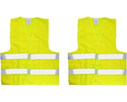 Duo Pack Fluorescerende Gele Wegenbouw Veiligheidsvesten – 2 Stuks - One Size Fits All – Geel | Fluorescerend en Reflecterend | Veiligheidsvest | Veiligheidshesje | Wegwerkersvest | Werkkleding | Hesje voor Klussen | Veiligheid | Vest | Pech | BHV