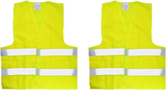 Duo Pack Fluorescerende Gele Wegenbouw Veiligheidsvesten – 2 Stuks - One Size Fits All – Geel | Fluorescerend en Reflecterend | Veiligheidsvest | Veiligheidshesje | Wegwerkersvest | Werkkleding | Hesje voor Klussen | Veiligheid | Vest | Pech | BHV