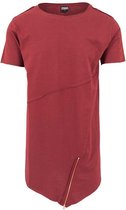 Urban Classics Heren Tshirt -XL- Long Open Edge Front Zip Rood