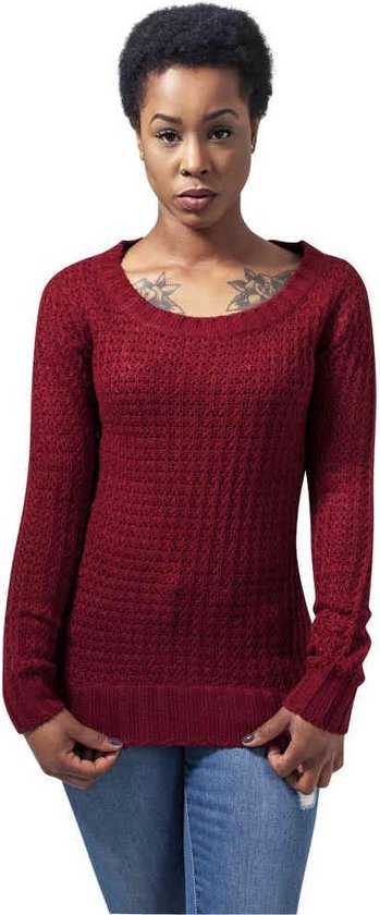 Urban Classics - Long Wideneck Sweater/trui - M - Rood