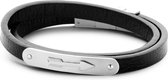 Frank 1967 7FB-0225 - Heren armband met leer en staal elementen - anker - lengte 39 + 1 cm - zwart