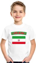 T-shirt met Iraanse vlag wit kinderen XL (158-164)