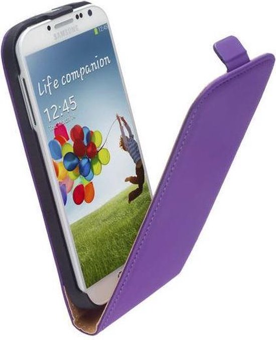 HC Leder Flip case case Telefoonhoesje - Samsung Galaxy S4 i9500 Paars