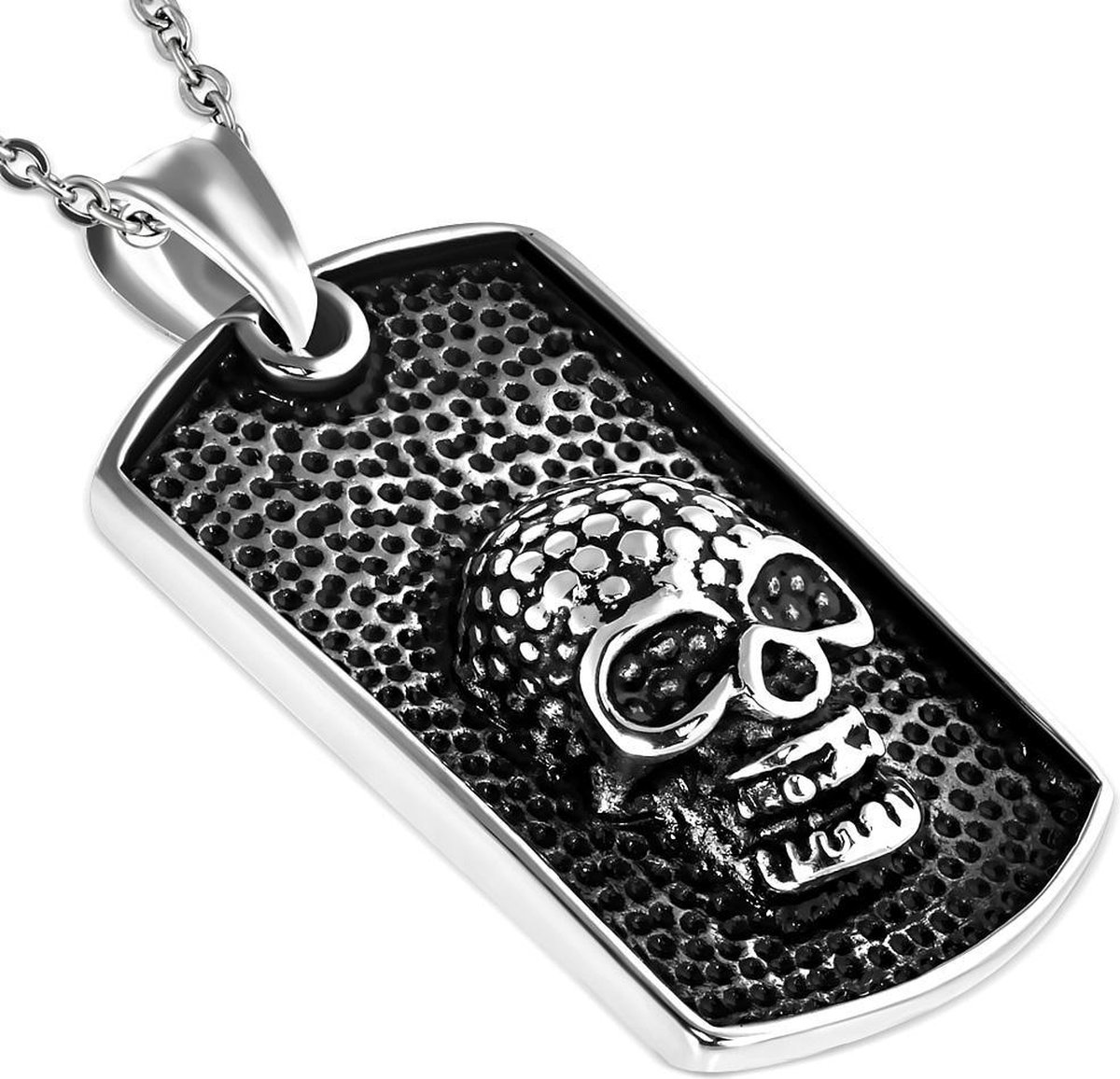 Amanto Ketting Alencio - 316L Staal - Doodshoofd - 42x25mm - 60cm