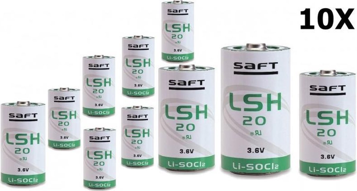 10 Stuks - SAFT LSH 20 D-formaat Lithium batterij 3.6V - 13000mAh