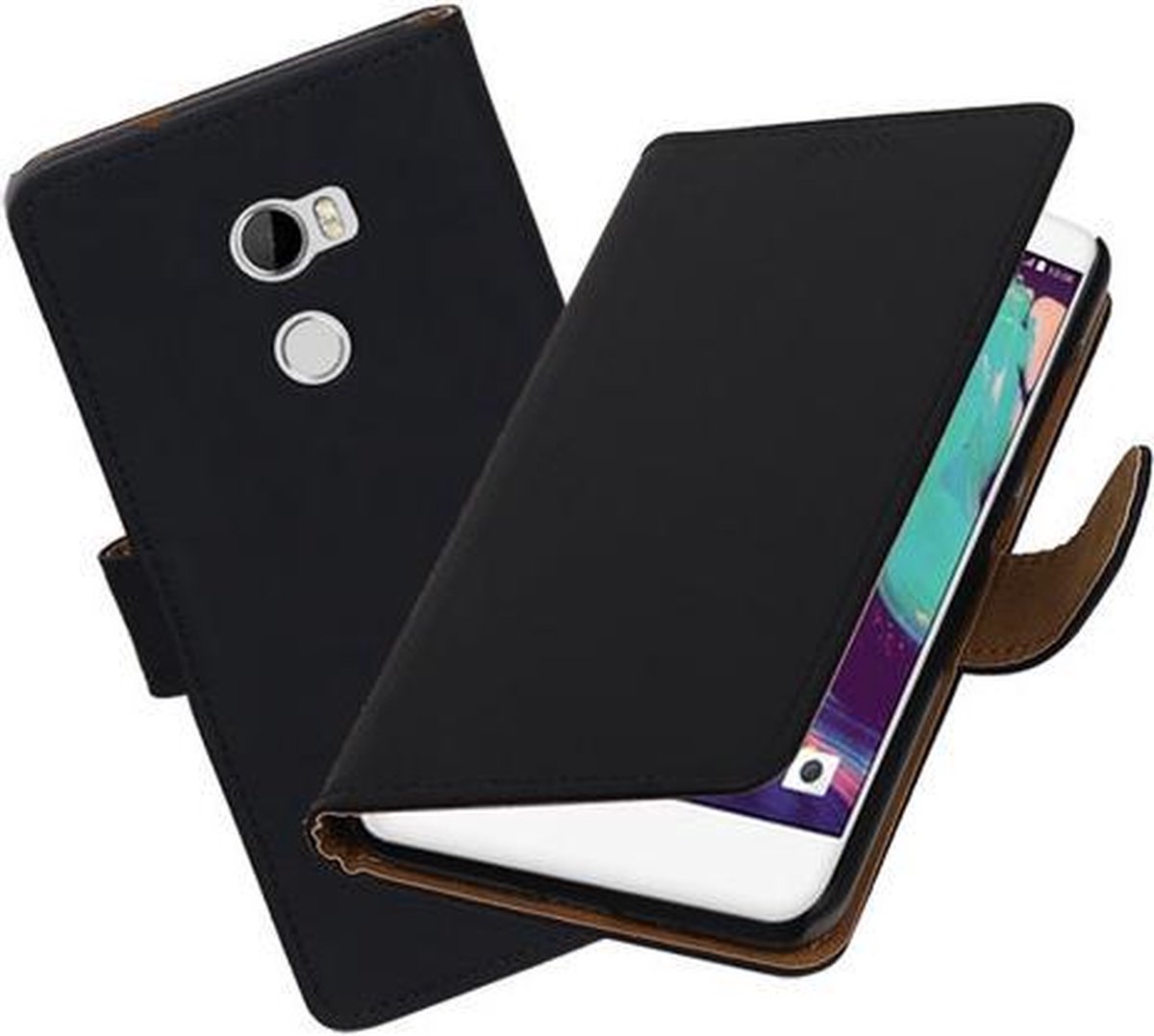 BestCases.nl HTC One X10 Effen booktype hoesje Zwart