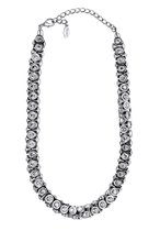 Behave ® - korte klassieke ketting dames zilver kleur met kristal stenen