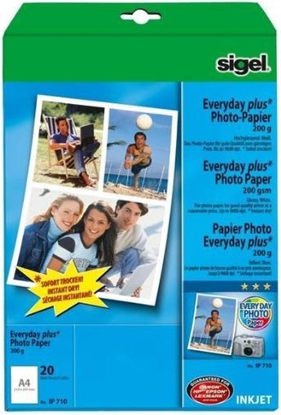 Sigel inkjet fotopapier Everyday plus A4 hoogglanzend 200 grams