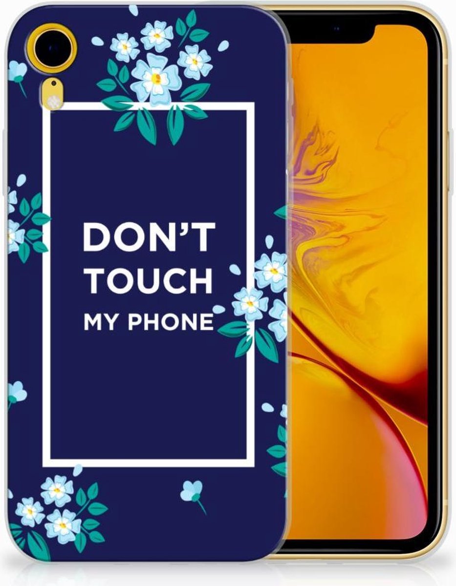 Apple iPhone Xr Silicone-hoesje Flowers Blue DTMP