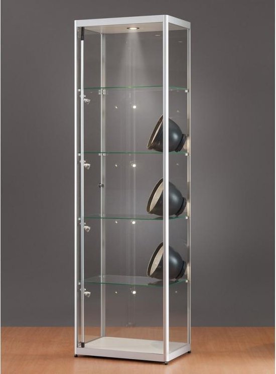 Luxe vitrinekast aluminium 60 cm met LED-verlichting | bol.com