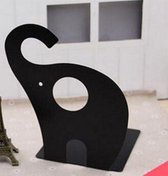 Boekensteun - 1x - Olifant zwart - Metaal - LeuksteWinkeltje