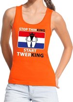 Stop thinking start twerking tanktop / mouwloos shirt oranje dames - Koningsdag kleding M
