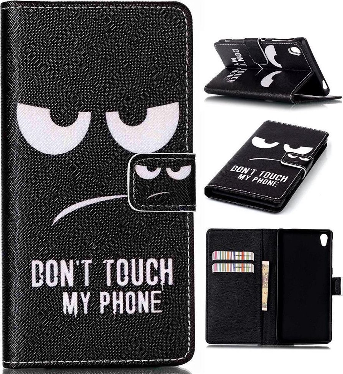iCarer Don't touch my phone wallet case hoesje Sony Xperia XZ en XZs