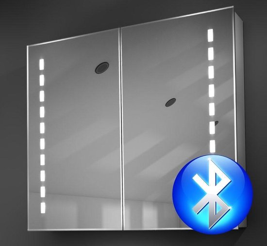 planter steekpenningen bovenste Aluminium badkamer spiegelkast met Bluetooth audio verlichting en  verwarming 80 cm | bol.com