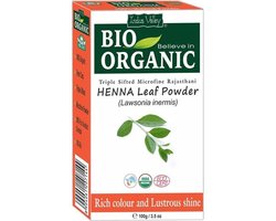 Indus Valley BIO ORGANIC HENNA PURE Rood 100% Natuurlijke Haarverf Zonder Ammoniak, Ammonia,  PPD, PTD, Peroxide, Waterstofperoxide etc. met o.a. ECOCERT 100g