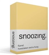 Snoozing - Flanel - Hoeslaken - Extra Hoog - Tweepersoons - 140x200 cm - Geel