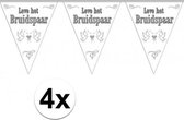 Bruiloft versiering - 4x stuks Vlaggenlijnen Bruiloft / Bruidspaar / Huwelijk /Trouwen