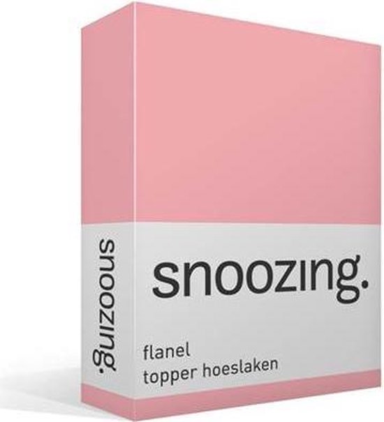 Snoozing - Flanel - Hoeslaken - Topper - Eenpersoons - 90/100x220 cm - Roze