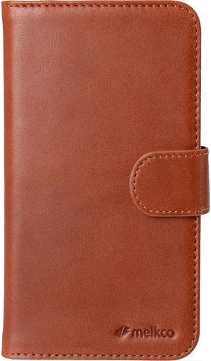 Melkco Premium Leather Wallet Book Case Alphard Oranje Bruin voor Samsung Galaxy S5