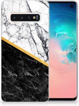 Bumper Hoesje Geschikt voor Samsung S10 Marble White Black