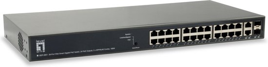 Levelone GEP-2651 26-Port Web Smart Gigabit PoE Switch 24 PoE Outputs 2 x SFP/RJ45 Combo 185W