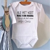 Baby Rompertje met tekst  Als het niet mag van mama vraag ik het aan oma | Lange mouw | wit | maat 62/68