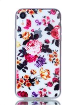 Shop4 - iPhone Xr Hoesje - Zachte Back Case Levendige Bloemen Transparant