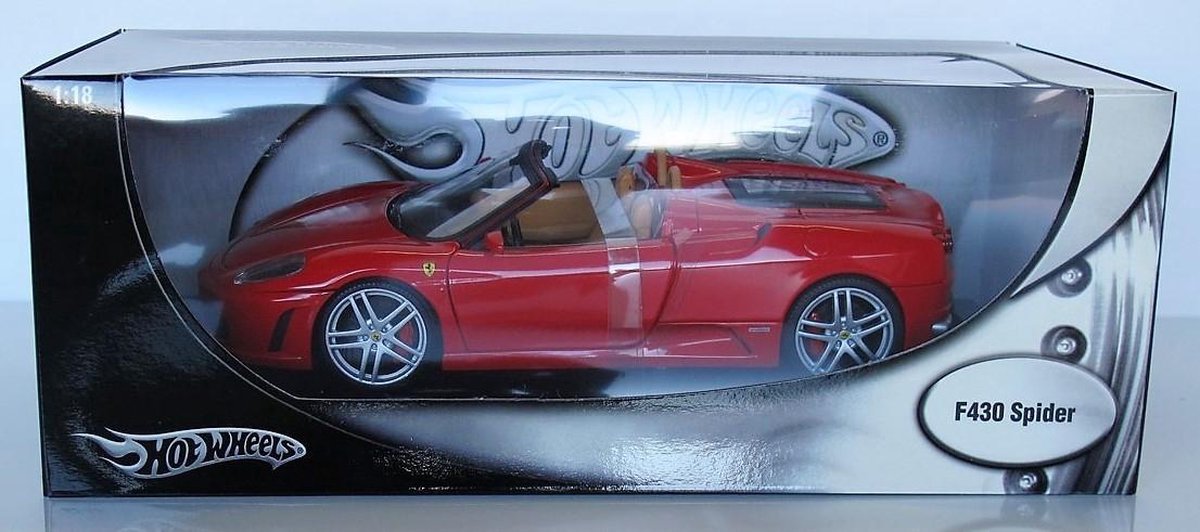 Hotwheels 1:18 Ferrari F430 Spider - 2005, Rood met beige