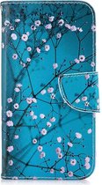 Shop4 - iPhone Xr Hoesje - Wallet Case Bloesem Blauw