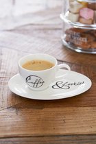 Rivièra Maison Coffee & Cookies Cup and Saucer (Small) - Kop en schotel - Wit